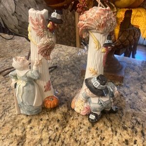 FITZ AND FLOYD PILGRIMS PROGRESS CANDLE HOLDERS 🦃🦃🦃